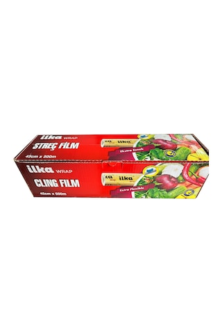 İlka Şeffaf Mutfak Rulo Streç Film Folyo - 45 Cm. X 500 Metre - Gıdaya Uygun - 1 Paket