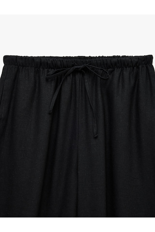 Koton Keten Karışımlı Rahat Kalıp Bağcıklı Şalvar Pantolon Siyah 6sal40149ıw