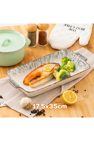 Porsima 083 Dikdörtgen 3'lü Porselen Fırın Kabı Servis Tabağı Siy Siyah