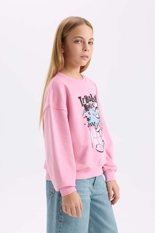 DeFacto Kız Çocuk Disney Mickey Mouse &Friends Relax Fit Bisiklet Yaka Sweatshirt D3114A824WNPN445 Pembe
