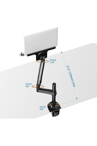 North Bayou H100-fp 22"-35" Monitör Destekli & 10"-17" Laptop Stand - İki Farklı Kullanımlı, Amortisörlü, 2-9 Kg, Yükseklik Ayarlı, Kablo Kanallı, Masa Monte Monitör Kolu H100-fp
