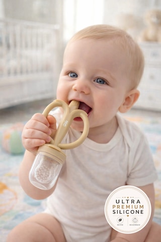 Tgm Baby Meyve Besleyici Ve Ultra Premium Silikon Diş Kaşıyıcı Muzzy Bej