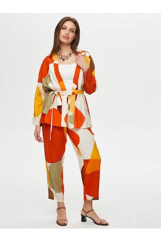 Faik Sönmez Geometrik Soyut Desen Kimono S25kmn001 Us25kmn001100 Multi Çok Renkli