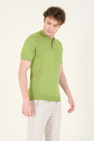 Giyim Dünyası Erkek Yanları Desenli Polo Yaka Merserize T-shirt Yeşil 001