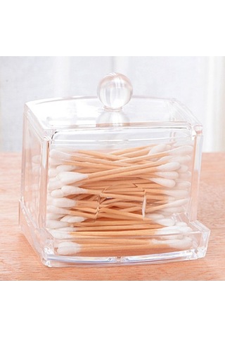 Ulzyvf Şeffaf Pamuklu Çubuk Saklama Kutusu - Banyo & Makyaj Organizasyonu, Pratik Şeffaf