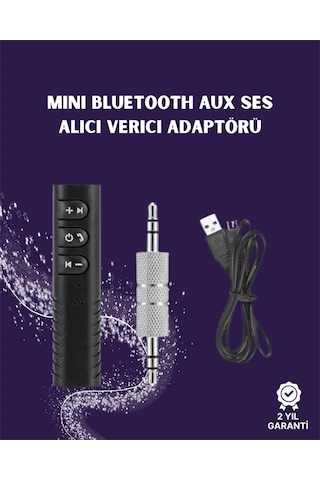 Northcity Bluetooth Aux Adaptör - 3.5mm Kablosuz Dönüştürücü 10m Menzil