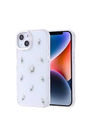 Apple Uyumlu iPhone 13 Uyumlu Kılıf Airbag Tasarımlı Simli Şeffaf Zore Kutup Kapak - Fiyonk Şeffaf -