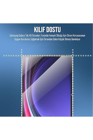 Tablet İçin Tasarlanmış Uçtan Kenara Kapsama Tam Koruma Dayanıklı Temperli Cam Galaxy Uyumlu Tab S9 X710