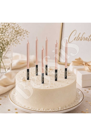 Kısa 6lı Mum Rose Gold