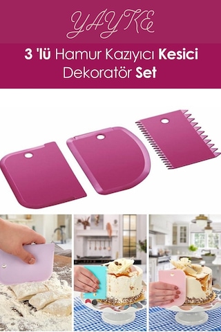 Yayke 3lü Set Hamur Kesme Ve Kazıma Şekillendirici Aparatı
