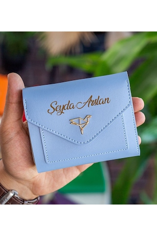 Bk Gift Kişiye Özel İsimli Vegan Deri Mini Bebe Mavisi Kadın Cüzdanı, Sevgiliye Hediye, Anneye Hediye, Arkadaşa Hediye Renkli Çok Renkli