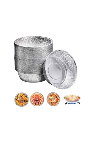 Padalink Hava Fritözü İçin Fda Onaylı Alüminyum Folyo Tabak, Ev Kullanıma Uygun Dairesel, 9 İnç, 50 Adet, Yüksek Sıcaklığa Dayanıklı, Pişirme Ve Servis İçin Gümüş