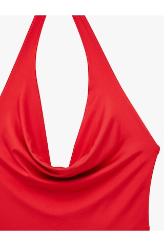Koton Sırt Dekolteli Degaje Yaka Bodysuit Kırmızı 6sak10183ek Kırmızı