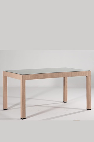 Rattan Large Lüx Camlı Cappucino Masa Takımı Bahçe&balkon 1 Camlı Masa + 6 Sandalye Diğer
