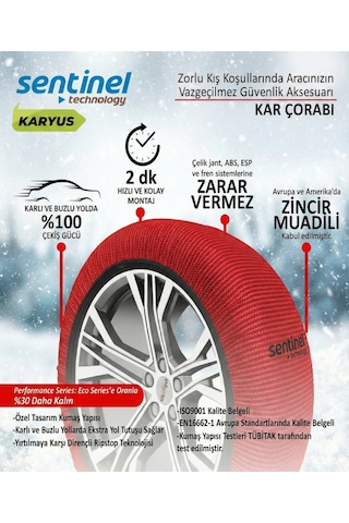 Sentinel Karyus Pratik Kar Çorabı - X Large- Jant Çizmez Kolay Montaj - XL