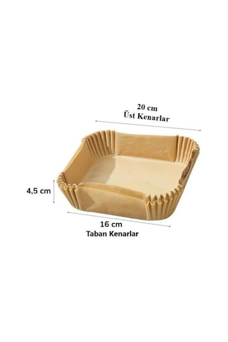 Tüm Modeller İçin 100 Adet Kare Model Hava Fritözü Airfryer Pişirme Kağıdı Yağsız Firitöz