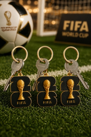 3'lü Dünya Kupası Anahtarlık Seti, 3d Baskı Futbol Severlere Hediye Siyah