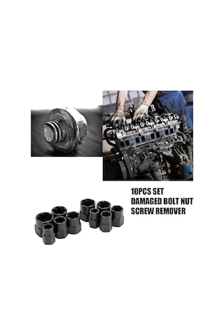 Pazly 10 Parça Dayanıklı Cıvata Somun Sökücü Takımı - Hasarlı Vida Ve Civatalar İçin
