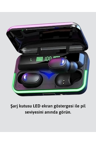 Bluetooth 5.1 Oyuncu Kulaklığı Led Ekranlı Powerbank Kulaklık Standart