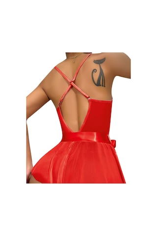 Kırmızı Fantezi Kadın Body Çok Renkli