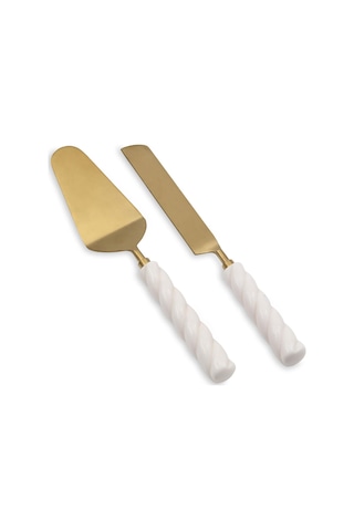 The Mia Column Pasta Servis Takımı 2 Parça Gold