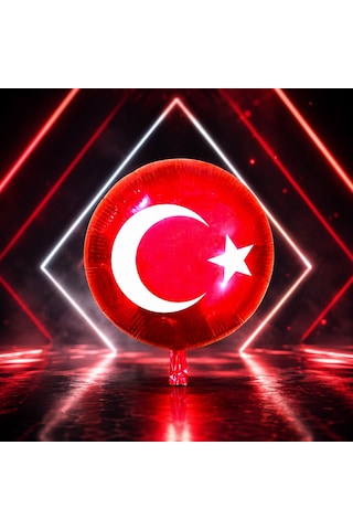 Vıp Kalite 21 Adet Türk Bayraklı Balon 46 Cm Kırmızı Türk Bayraklı Folyo Balon Parlak Metalik Balon