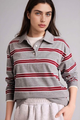 Defacto Loose Fıt Çizgili Sweatshirt G9469ax26spgr256 Gri-gr256