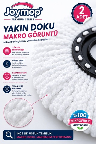 2 Li %100 Mikrofiber Yedek Mop Ultra Emici Premium Seri