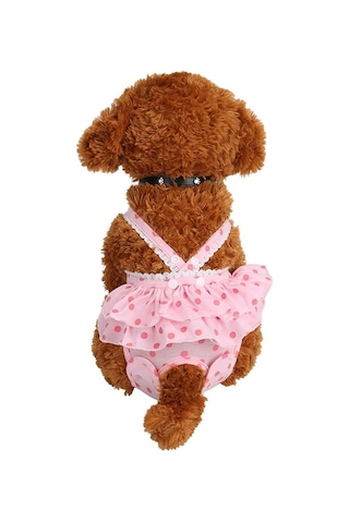 Pet Köpek Polka Dot Etek Ve Önlük Fizyolojik Pantolon Için Adet Fizyolojik Pantolon, Boyut: L Pembe