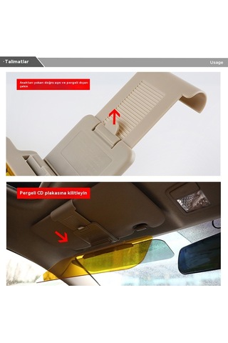 Araca Monteli Uzun Far Önleyici Çift Amaçlı Güneşlik- Büyük Boy 3