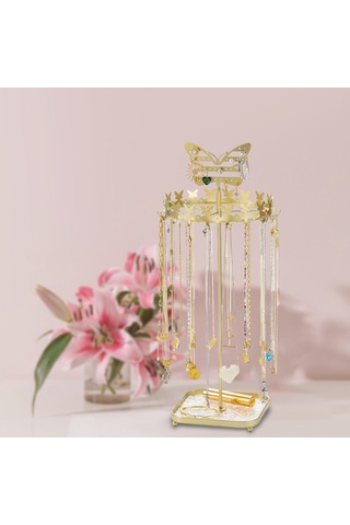 Homyl Takı Organizatör Ekran Metal Tutucu Kolye Küpe Bileklik Altın