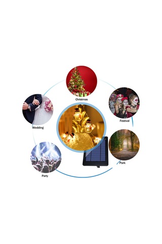 Dianziye Kardan Adam Şekilli Noel Dekorasyon Led Işık Zinciri 3m 30 Ampul Pilli Sürekli Açık+parıltı Modu