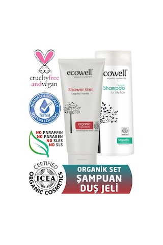 Ecowell Organik Şampuan 300 ML + Ecowell Organik Duş Jeli 200 ML