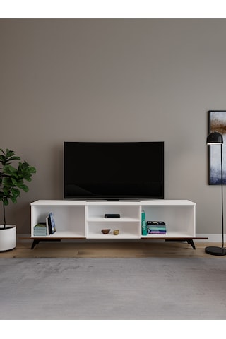 Monaco Düşer Kapaklı Tv Ünitesi 2 Kapaklı 180 Cm - Atlantik Çam & Beyaz Atlantik Çam - Beyaz