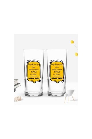 Bk Gift Kişiye Özel İsimli Dtf Rakı Sözleri Mottolu İkili Rakı Bardağı Seti-12, Arkadaşa Hediye, Sevgiliye Hediye Kobitmeyencom30243 Bk Gift