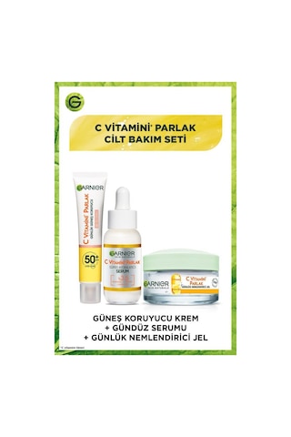 Garnier Günlük Koruyucu Yüz Güneş Kremi SPF50+ 40 ML + C Vitamini Parlak Süper Aydınlatıcı Serum 30 ML + Nemlendirici Jel