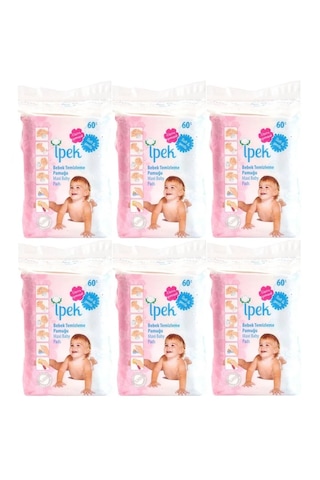 İpek Bebek Temizleme Pamuğu 60'lı 6 Adet