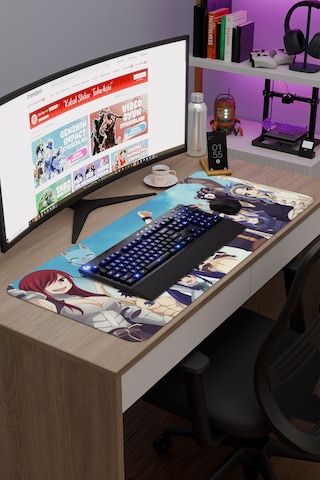 Fairy Tail Anime V4 - 90x40 Xxl Gaming Kauçuk Kaymaz Taban Mouse Pad Fare Altlığı