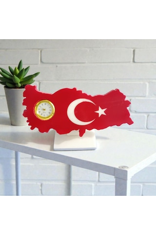 Mermer Türkiye Harita Saatli 9 19cm