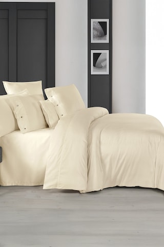 Sarev Monochrome Cream %100 Pamuk Saten King Size Nevresim Takımı Krem