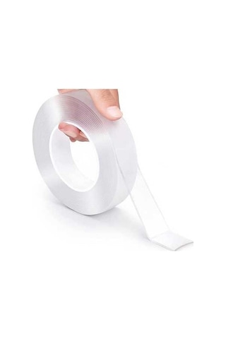 Pazly 70mmx2mm Çift Taraflı Nano Yapışkan Bant, 3m Beyaz, Şeffaf Halı Duvar Bandı