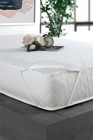 %100 Pamuklu Sıvı Geçirmez Lastikli Alez Beyaz