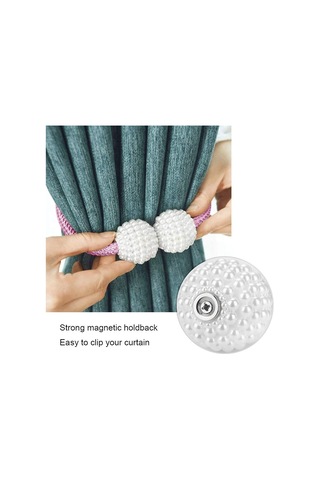 Pembe 2'li Manyetik Perde Tutucular, Pratik Perde Tutucular, Dekoratif Boncuk İpleri, Küçük, İnce Veya Şeffaf Pencere Perdeleri İçin Tutucular Diğer