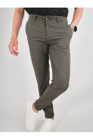 Genie Man Yan Cep Beli Lastikli İnce Haki Jogger Pantolon Haki