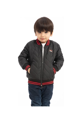 Freemen Erkek Çocuk Siyah Kolej Yaka Astarlı Su Ve Rüzgar Geçirmez Fermuarlı Mont Freemen Erkek Siyah