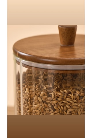 Akasya Cam Kavanoz 1380 Ml-akasya Kapaklı Büyük Boy Kavanoz-mien Baharat, Bakliyat, Kahve Kavanozu Kahverengi - Şeffaf