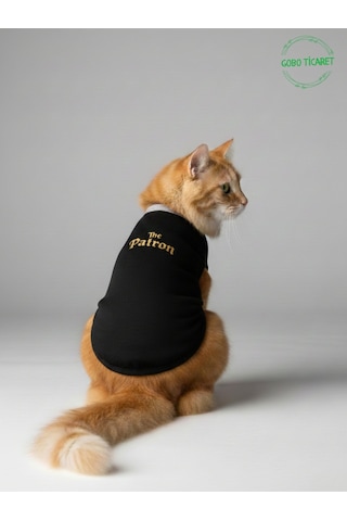 Siyah The Patron Yazılı Kedi Ve Köpek Kıyafeti Tişörtü Elbisesi Small/s/beden 1