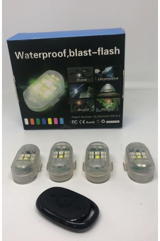 4'lü Rgb Uzaktan Kumandalı Çakar Lamba Flaşörlü İkaz Lambası Rgb Flaşör Scooter Flaşör Lambası Çok Renkli