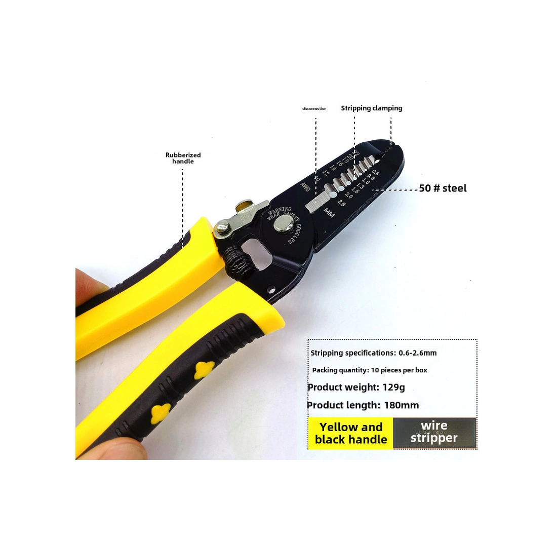 Mufunye 7 İnç El Kesici: 50 Çelik Dayanıklı Elektrikçi Aleti - Kablo Soyma, Kesme Ve Presleme İşlevi Turuncu-siyah Büyük Boy