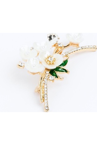 Jimmy Key Jimmy Key Beyaz Parlak Taşlı Çiçek Desenli Broş 6sw355697100